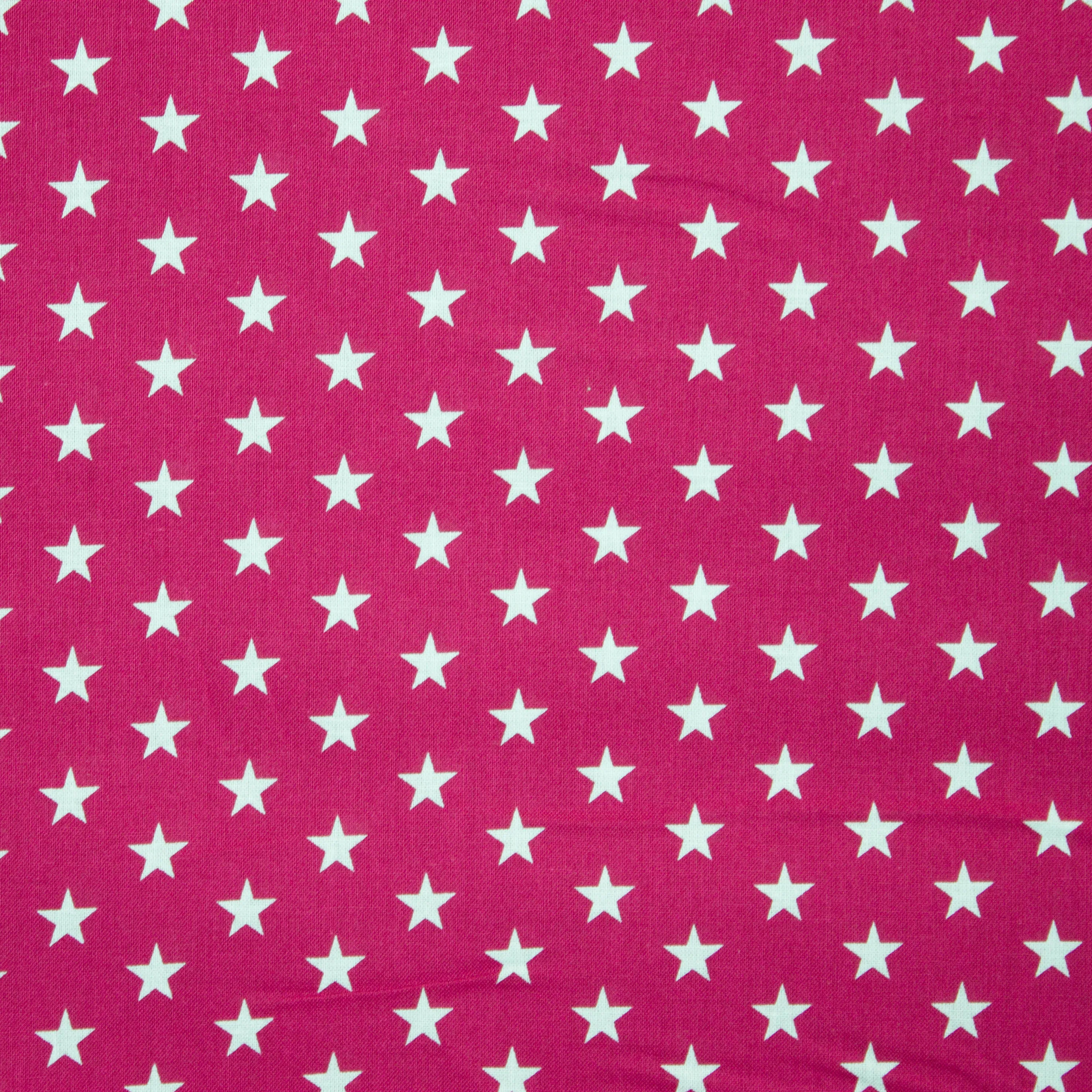 Katoen fuchsia met kleine witte sterren